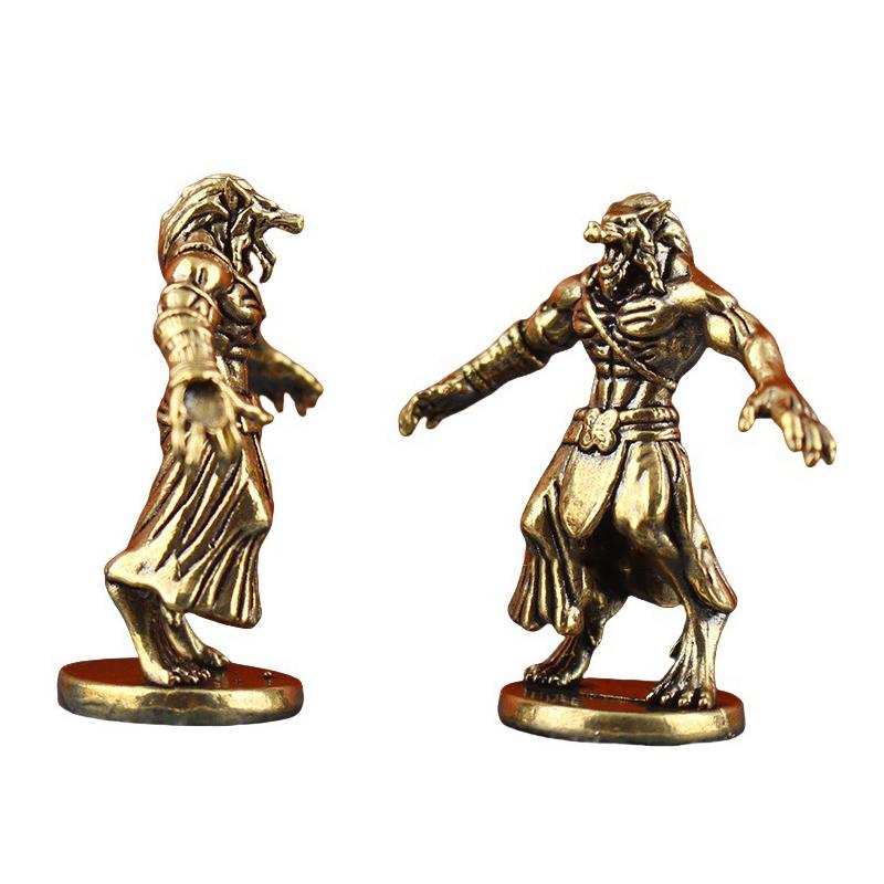Vintage Messing Werwolf Statue Schreibtisch Ornament Heimdekoration Handwerk Schwer Exotische Kreatur Figuren Miniaturen Zubehör