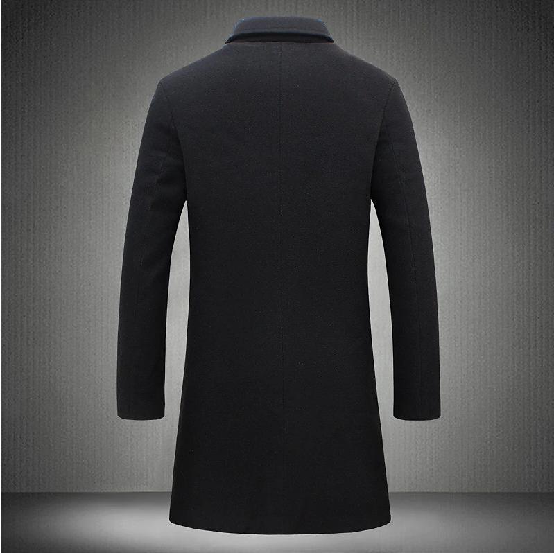Men’s Solid Color Turn-Down Collar Single-Breasted Trench Coat In Various Colors - European and American Style