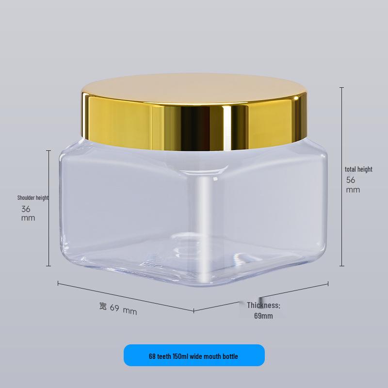 150ml Square Transparent Wide-Mouth PET Bottle for Cosmetic Packaging