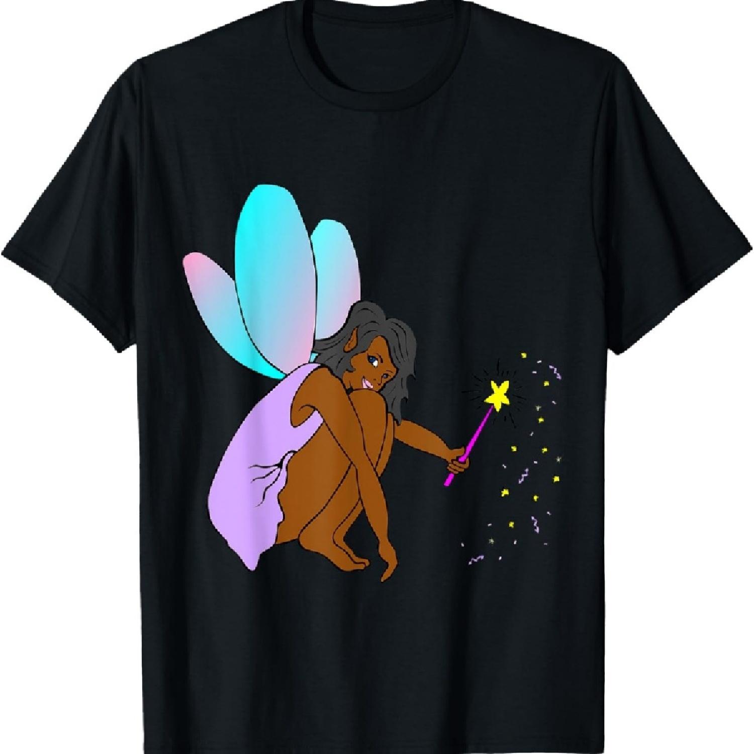 

Милая футболка с изображением черной девочки-феи, наделяющей волшебной силой XXXXXL чёрный