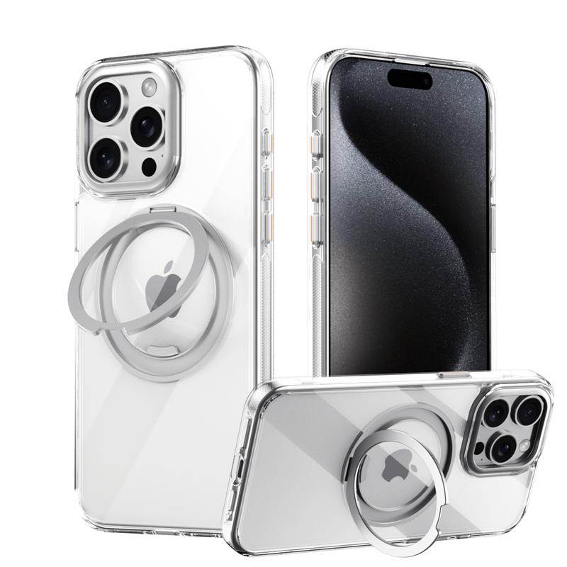 KEYSION N52 Magnetic 360° Ring Case for MagSafe for iPhone 13 14 15 Pro Max Matte Transparent Shockproof Phone Cover