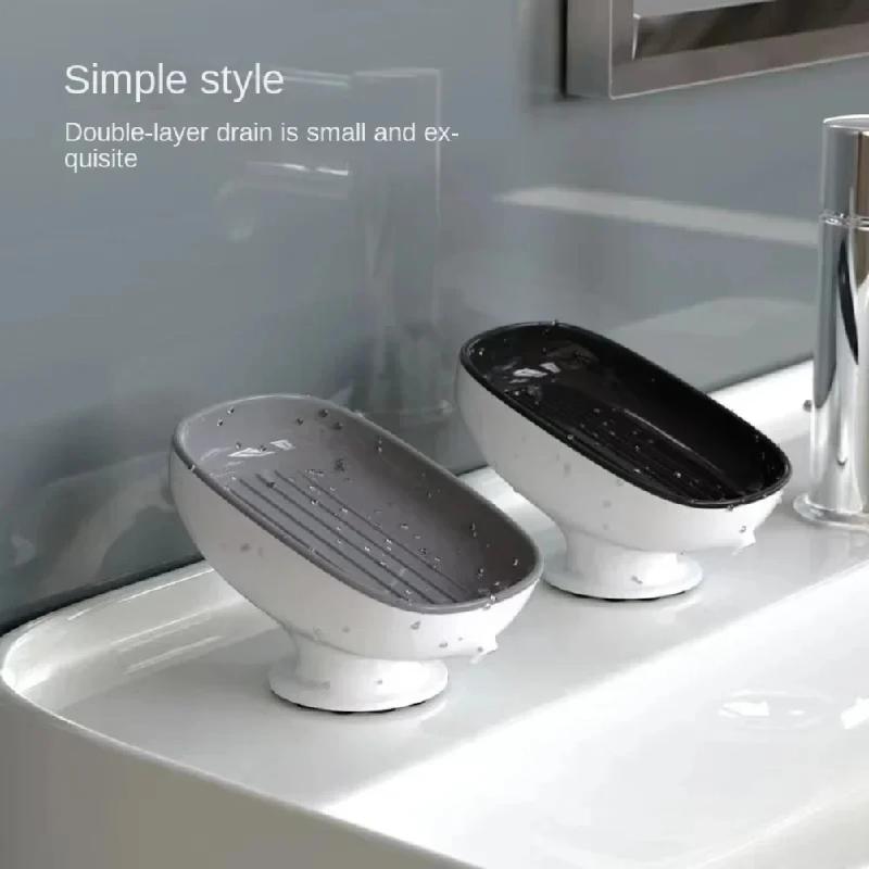 Super Suction Cup Soap Dish with Drain Water For Bathroom Soap Holder Kithcen Sponge Holder Soap Container Bathroom Supplies2025