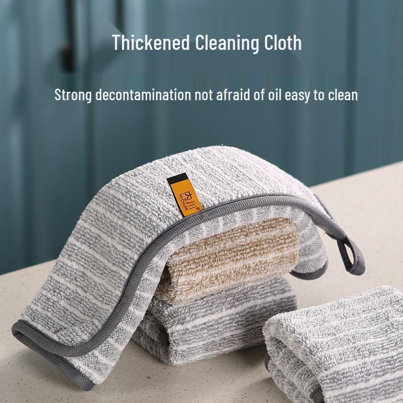 Bamboo Charcoal Fiber Non-Stick Oil-Absorbent Dish Towel, Lint-Free and Thickened for Cleaning.