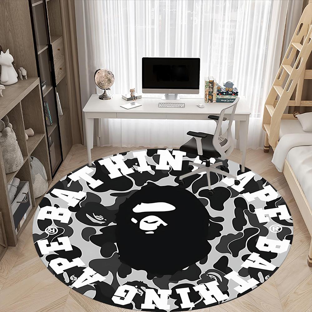 1 τεμ. Bape Camo Στρογγυλό Χαλί Γραφείου Ζώνης, Εσωτερικό Πατάκι Κατάλληλο Για Γραφείο, Κάτω Από Καρέκλες Γραφείου Υπνοδωμάτιο Σαλόνι Διακόσμηση Σπιτιού, Διακόσμηση Δωματίου