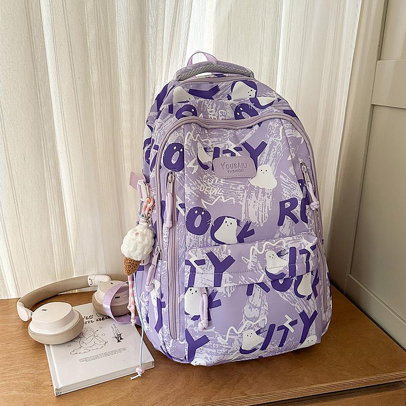 Backpack female junior high school college students high value new large capacity graffiti design sense backpack female