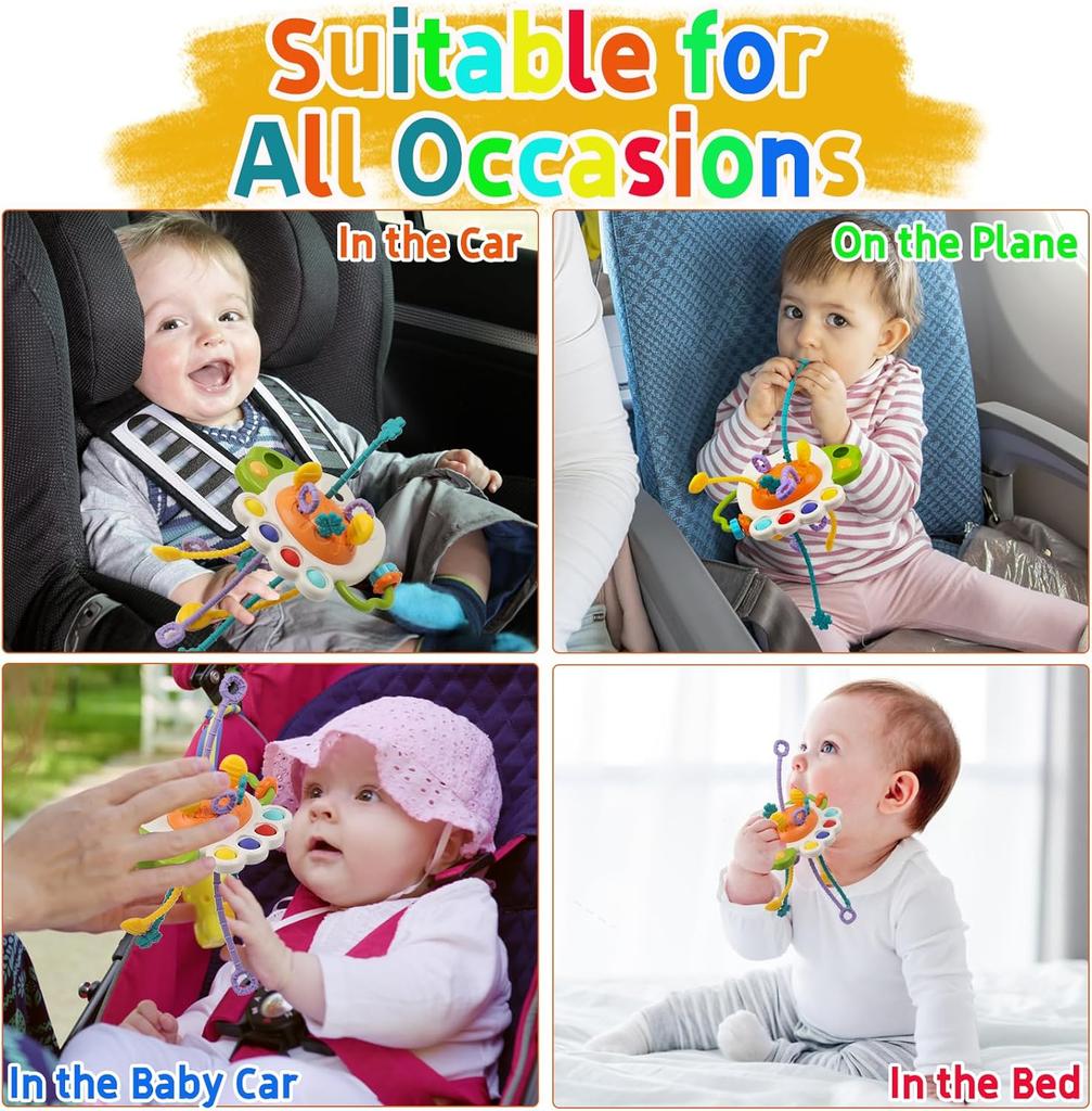 Toys Educational Toys Activity Development Pull String Silicone Teething Rattle Learning Toy Baby Sensory Montessori 6 12 Months
