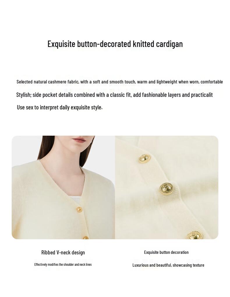 PORTS Women's Button-Decorated Cashmere Cardigan