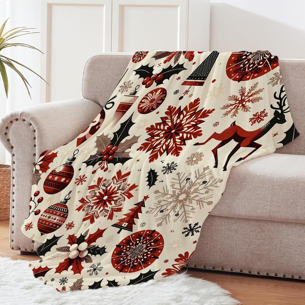 Christmas Creative Throw Blanket Flannel Print Blanket Super Soft Cozy Sofa Nap Blanket Home Blanket Perfect Home Gift for Her
