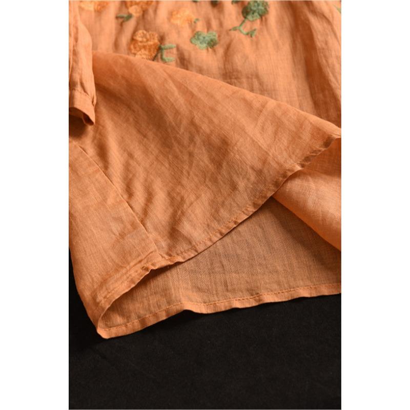 DIMANAF 2025 Summer Plus Size T-Shirt Women Embroidery Short Sleeve V-Neck Vintage New Loose Tops Tees Maxi