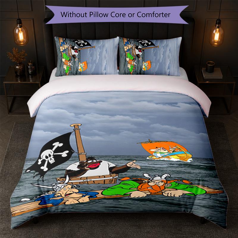 Asterix & Obelix Print 3Pcs Duvet Cover Set 1 Duvet Cover and 2 Pillowcases Soft Bed Linen For Household Bedroom
