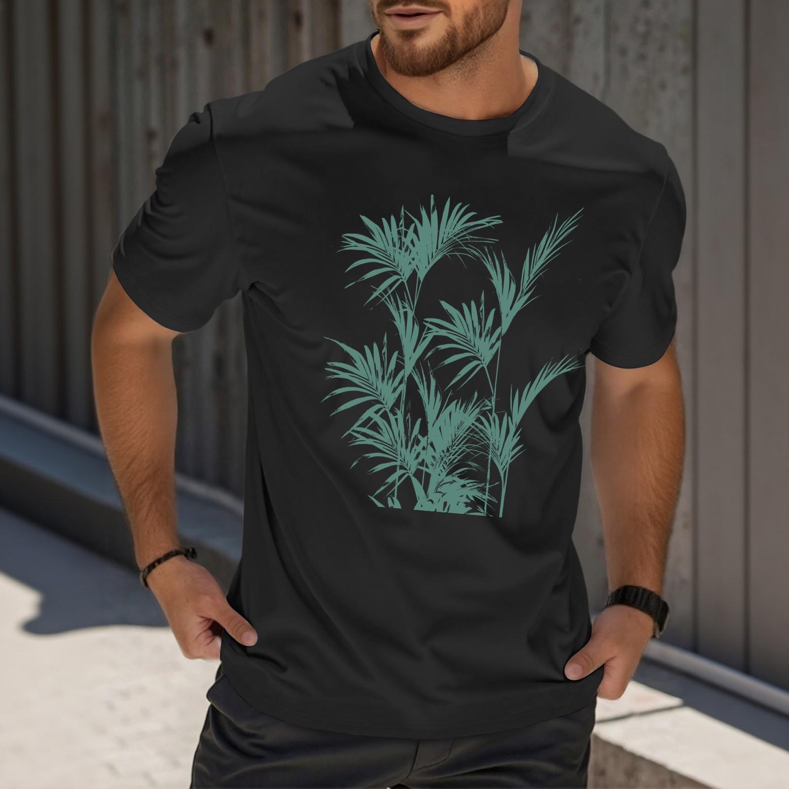 

Мужская модная футболка с принтом, круглым вырезом, прямыми плечами и короткими рукавами XL чёрный