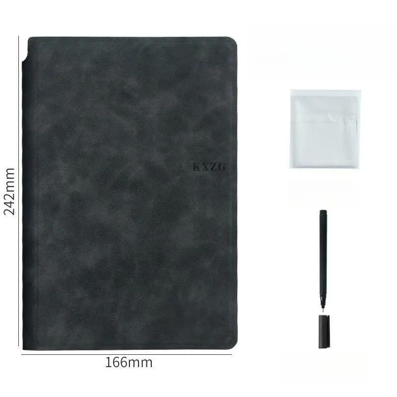 Reusable Whiteboard Notebook Set With Whiteboard Pen Erasing Cloth Leather Memo Pad Weekly Planner Portable Stylish Office