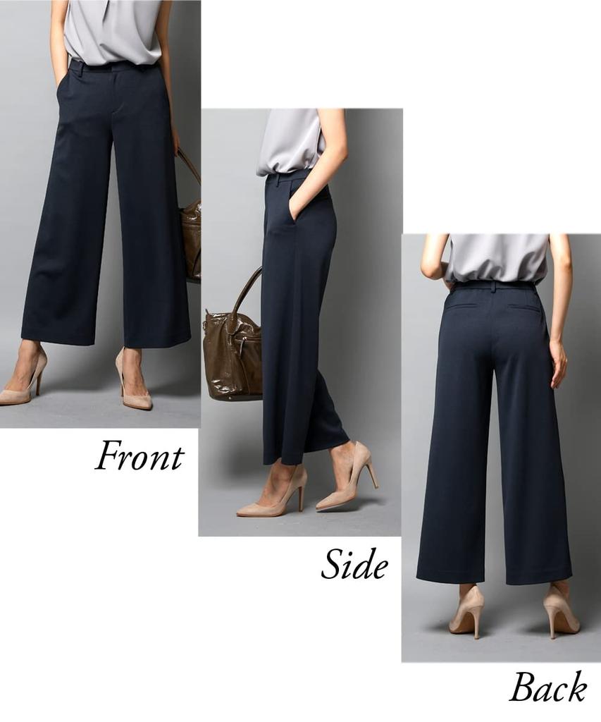 Pantsuit Pantsuit Jacket Kanoko Jersey Grayish Navy L [Nissen] Women's Suit Semi-wide (Collarless + Pants) (SOBODY Series) (New Size)