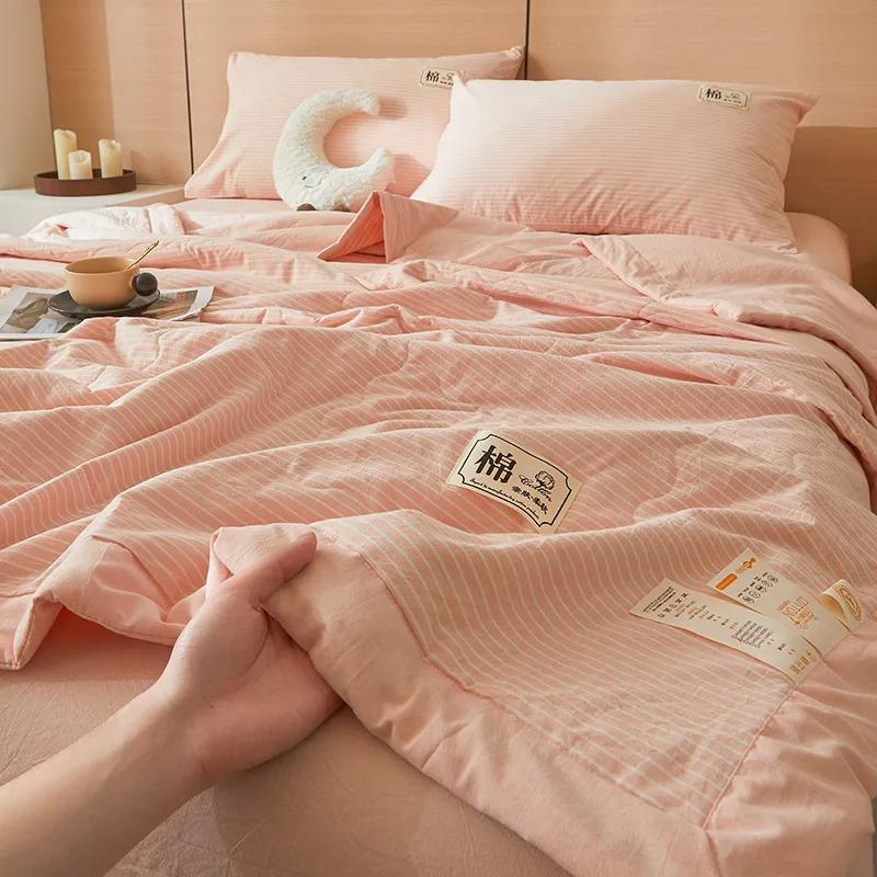 Summer Quilt - 100% Cotton Color Woven, Breathable & Skin-Friendly (No Print, Machine Washable)