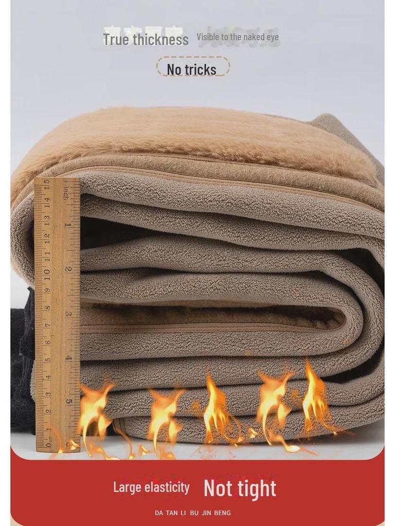 Herren High-Waist Wollfleece-Hose mit Kniepolstern, extra dick und warm, ideal für Mittelalte und Ältere.