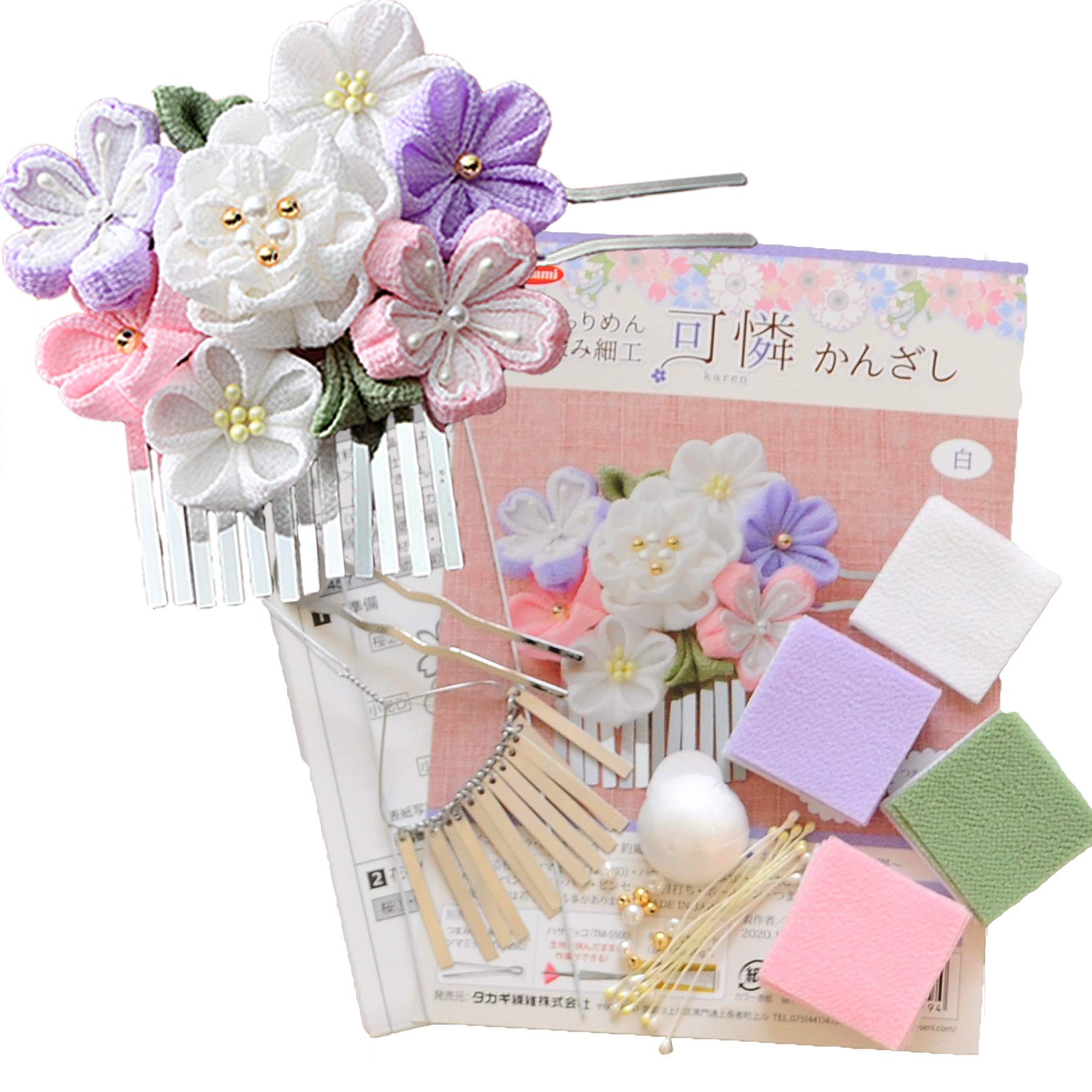 

Такаги Волокно Панами Цумами Крафт Ручная работа Изящные Канзаши Украшения для волос LH454 Набор, Украшение, Материал, Аксессуары, (белый) белый