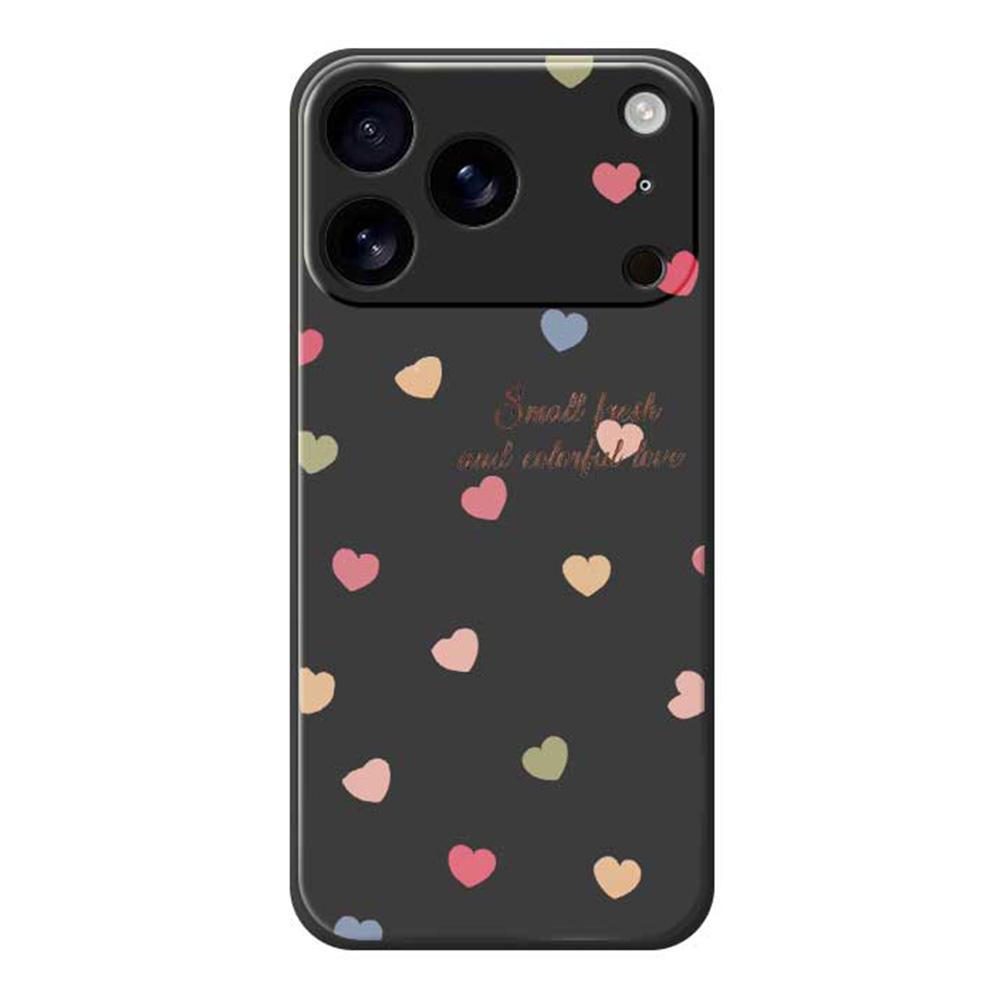 For iPhone 17 Pro Case Colorful Love Pattern Printing Straight Edge TPU Phone Back Cover