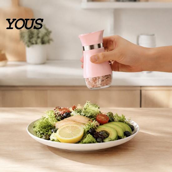 Stainless Steel Spice Containers 2PCS Glass Seasoning Jar, Moisture Proof Kitchen Organization Accessories Holders, Nordic Style Refillable Dispenser