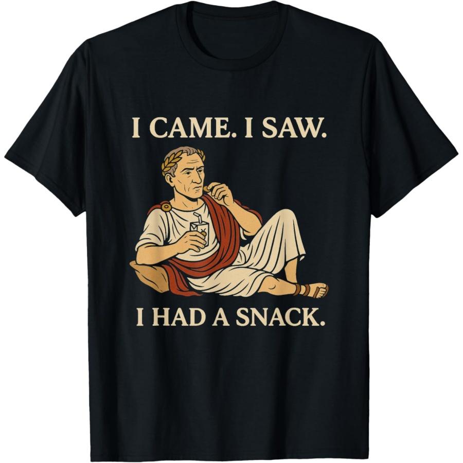 Я пришел, я увидел, я перекусил. Смешная футболка с историей Юлия Цезаря и перекусом. S