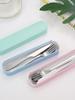 3pc Portable suit students go to school dining suit his knife and fork spoon with receive a case