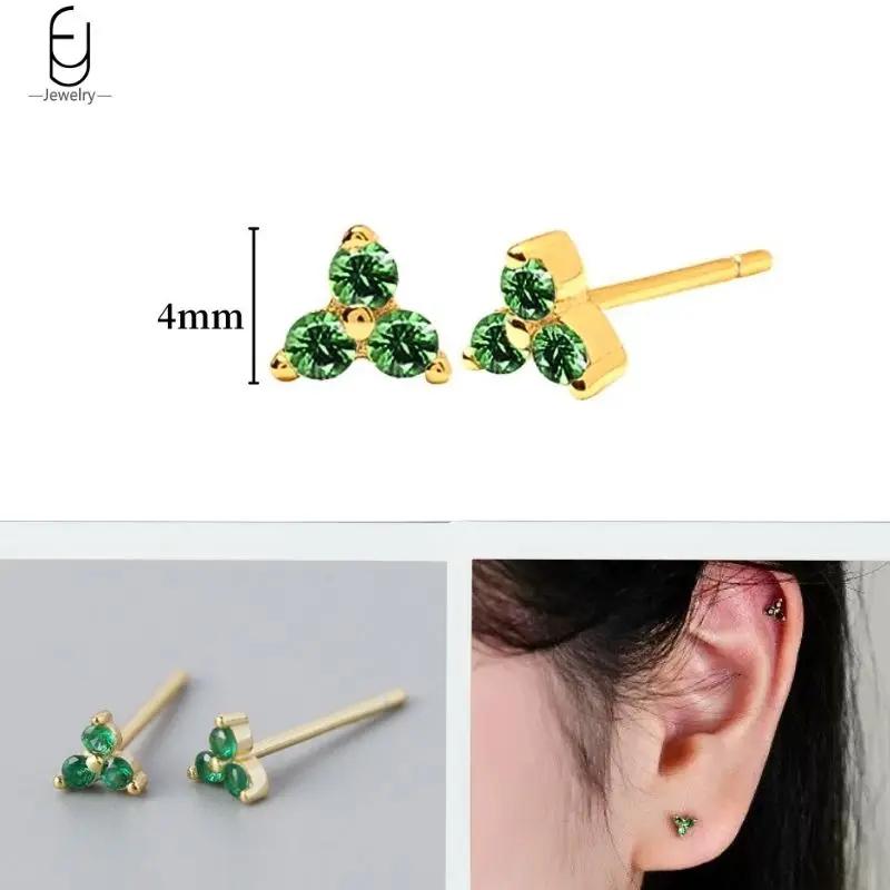 925 Silbernadel Grüne Zirkon Gold Ohrringe Herz Creolen für Damen Zarte Steckerohrringe Luxuriöser Schmuck Geschenke