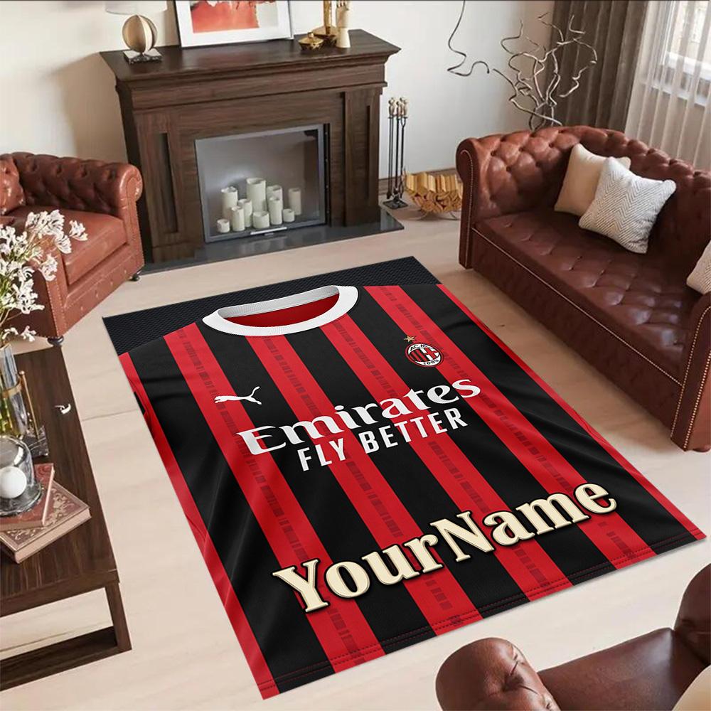 Ac Milan Customizable Name Floor Mat Suitable for Game Room Foyer Dormitory Dining Room Anti-slip Rug Decorate Offices