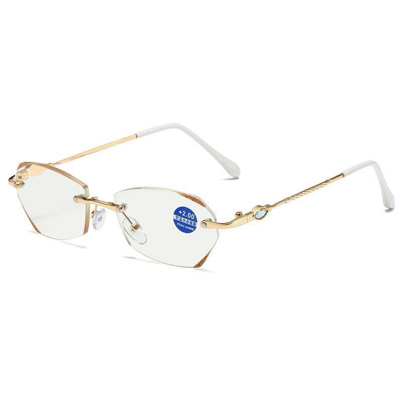 2026 Fashion Unisex Rimless Diamond Cut Anti-Blue Light Reading Glasses