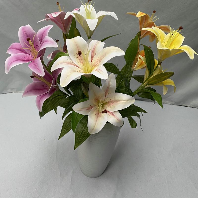 Cloth Realistic 3d Artificial Lilies Fake Flowers For Wedding Decor Home Props