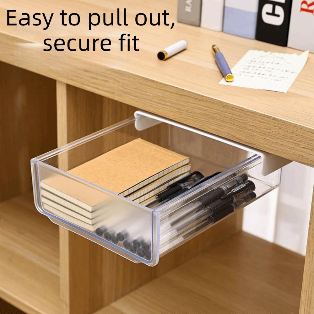 Slide Out Tray Under Desk Drawer Clear Desk Supplies Holder Stationery Storage Tray  Memo Rack