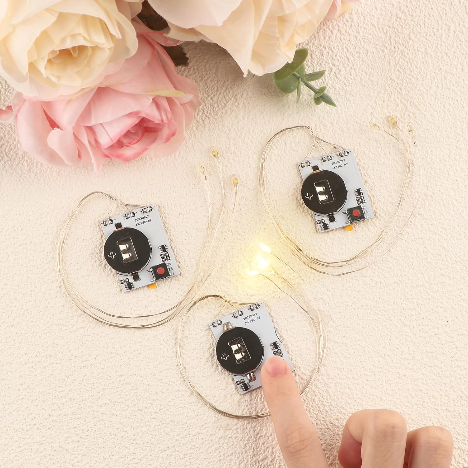 

Self-Adhesive Light-Up Units with Warm White LEDs for Card Making,6PCS Light Units with 3LEDs Easy Lights for Making Light-Up Cards,Add Lights to