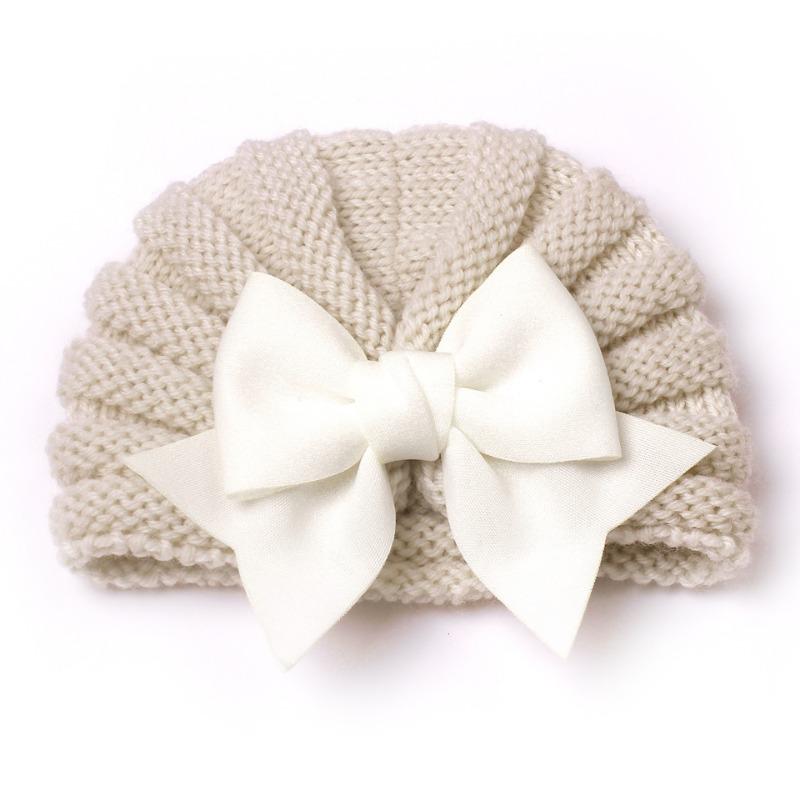 Autumn and Winter Children's Warm Knitted Hat, Baby Bow Indian Hat, Baby Wool Hat