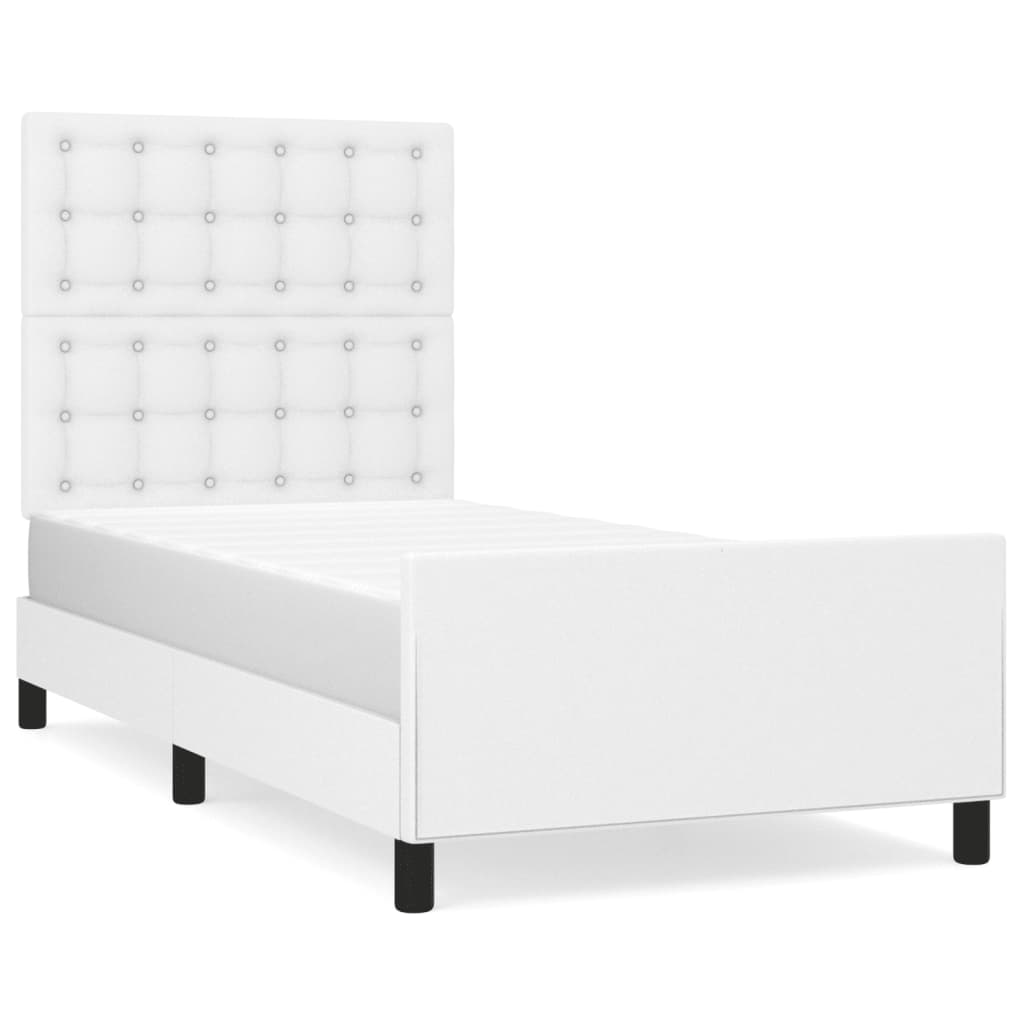 Bed Frame with Headboard White 90x190 Cm Faux Leather