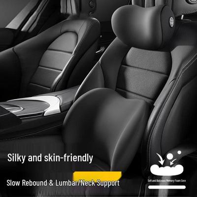 Car Headrest & Lumbar Memory Foam Support Pillow Set for Driver Seat.
