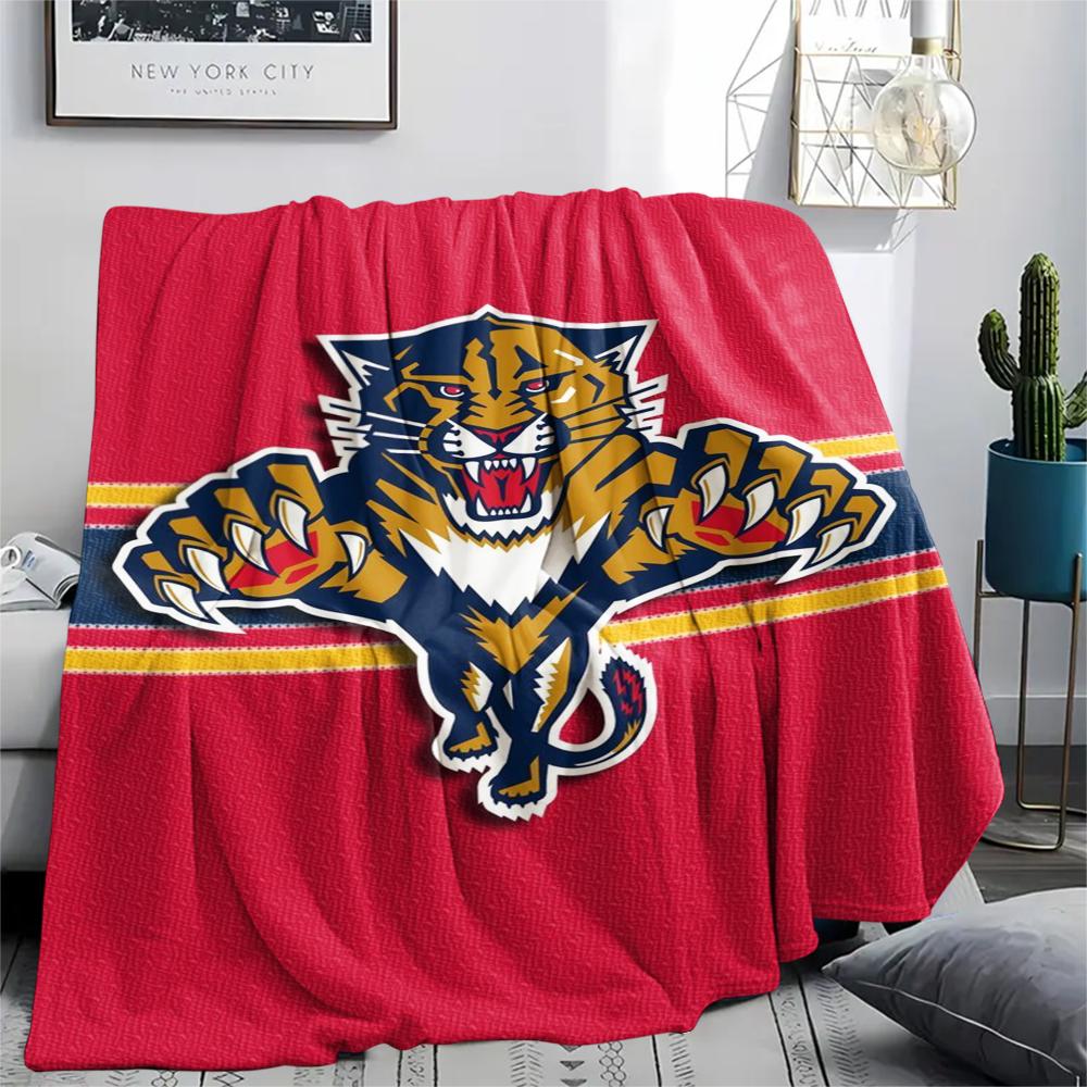 1PC Florida Panthers Print Flannel Blanket, High Quality Comfortable for All Seasons, Home Decor, Warmth and Comfort, Perfect for Christmas Gifts