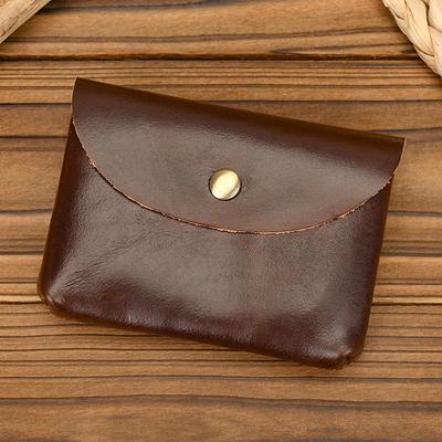 Portmonetka na monety ze skóry naturalnej Vintage Mini etui na karty Puzderko na drobne ze skóry krowiej Unisex