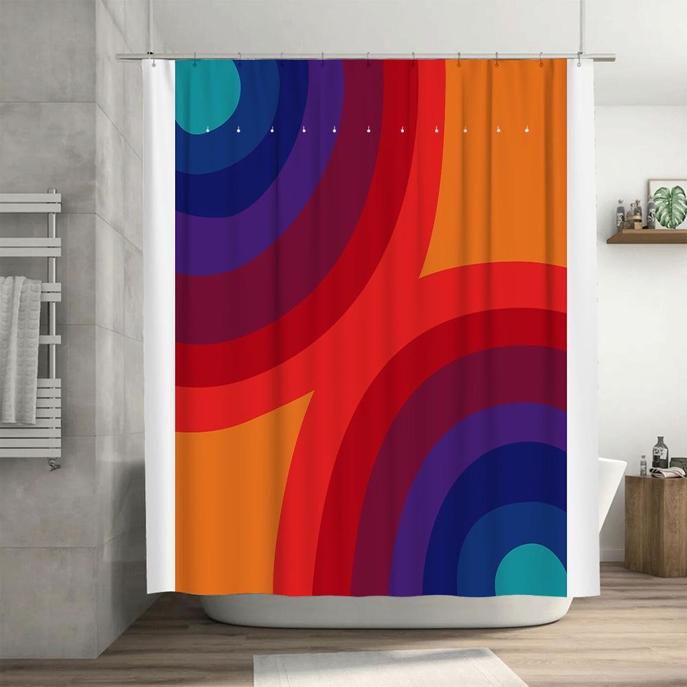 Bathroom Shower Curtain Modern Abstract Wave Pattern Waterproof Fabric Decor Liner