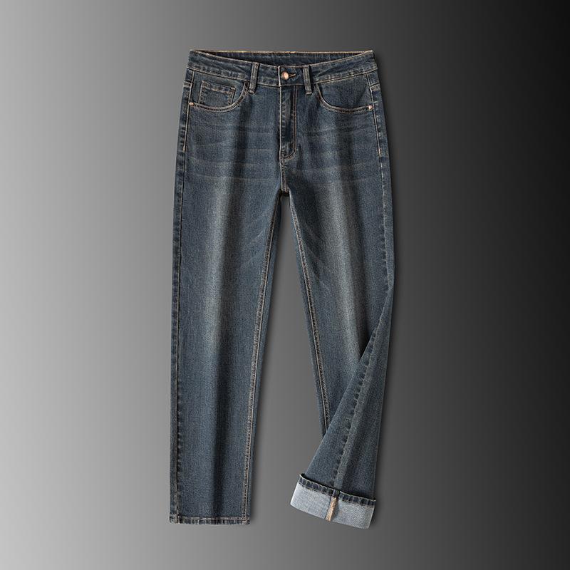 JYL Wide Straight-haired Jeans for Men, Thick, Youthful and Elastic New Daily Pants.
