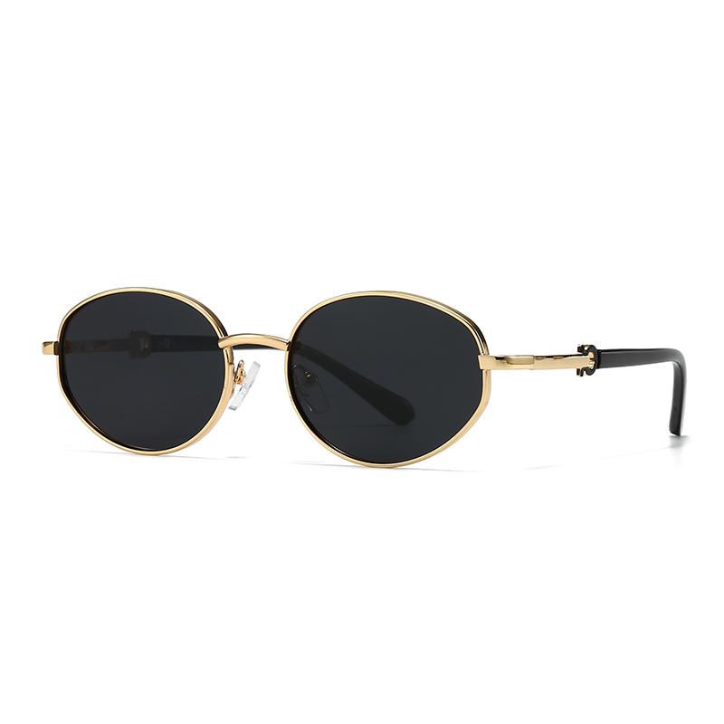 Cross-Border European and American Metal Framed Sunglasses Trendy Street Style Sunglasses for Men Modern Charm Retro Oval Sunglasses for Women 1439