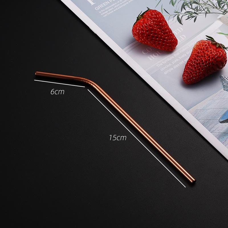 304 Stainless Steel Straw Set Color Metal Straw Restaurant Milk Tea Beverage Coffee Tube Straight Pipe Elbow Set