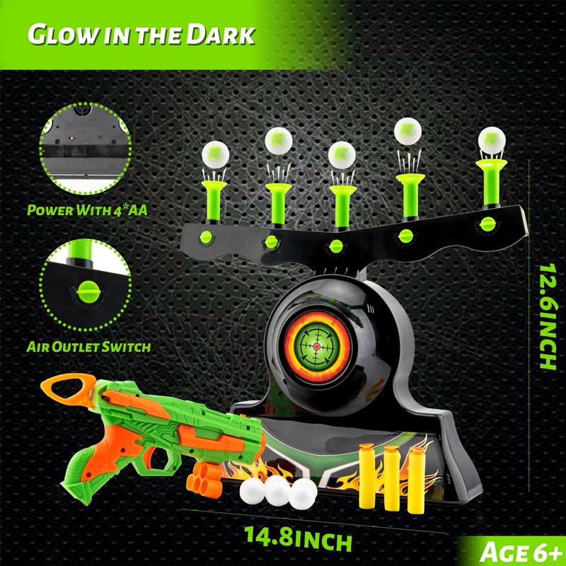 Luminous Electric Suspended Target Children's Shooting Competition Soft Elastic Sponge Toy Gun Set Outdoor Sports Toy Gift