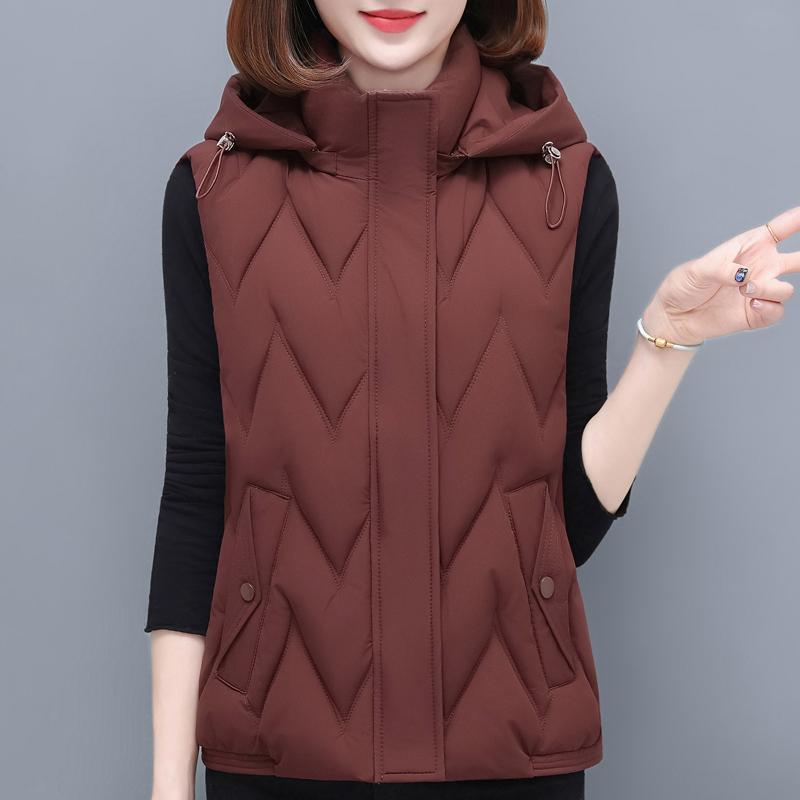 Gilet Invernale da Donna con Cappuccio Caldo Spesso Piumino Senza Maniche Donna Cappotti Corti Casual