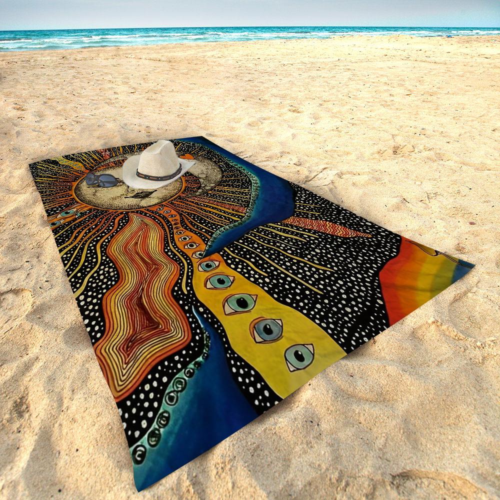 S-Sun Celestial Moon Bohemian Big Microfiber Beach Towels Quick Dry Towel Sand Beach Towels Pool Towel for Travel Swim Pool Yoga