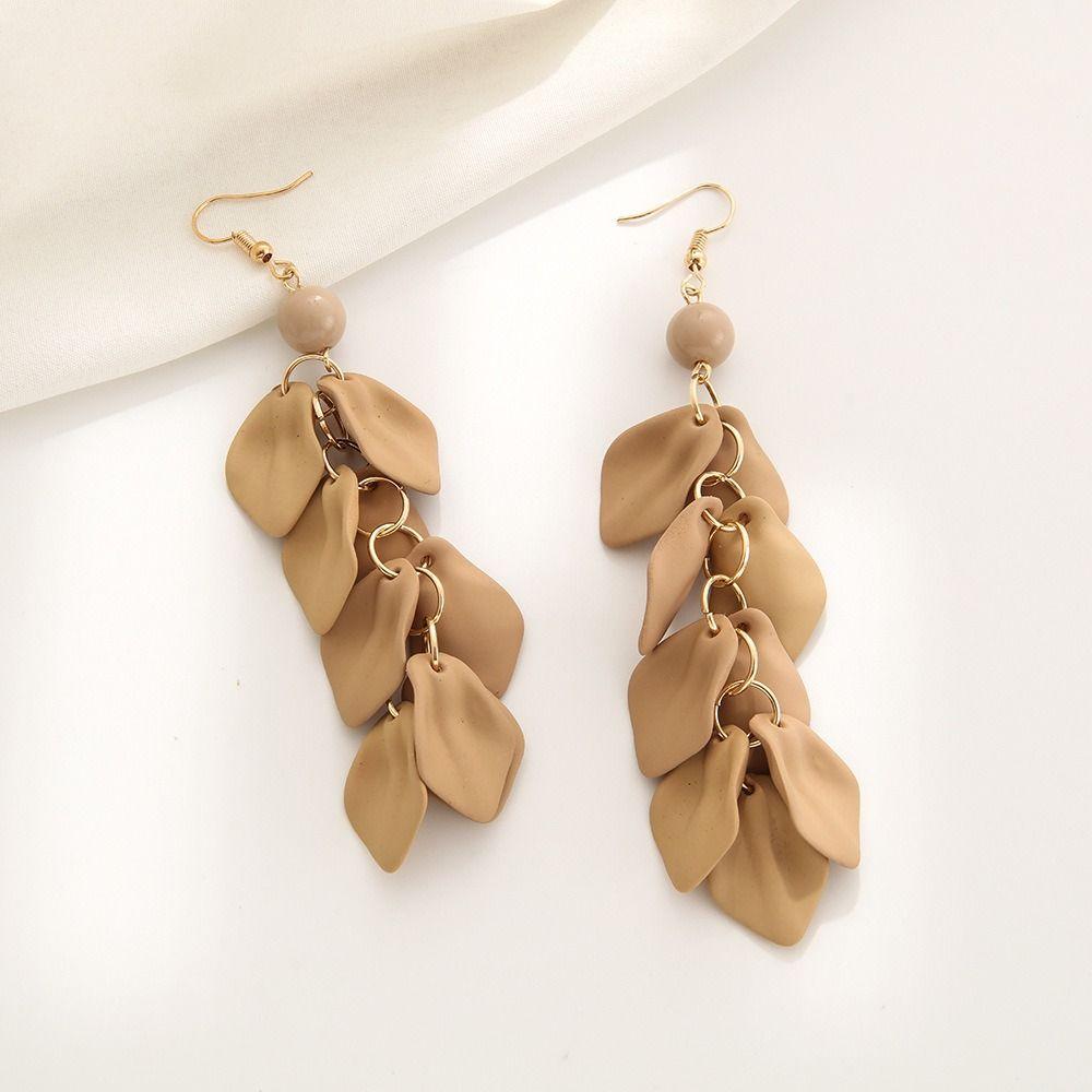 Exaggerated Long Tassel Earrings Retro Eardrop Fashion Petal Leaves Drop Earrings Women
