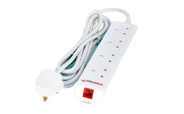 Microconnect 4-Socket Safety Strip 5M White, Mc-Uksurgestrip4-5M