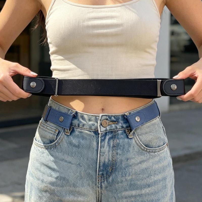 Canvas Adjustable Elastic Waist Band Invisible Belt Buckle Free Belts Unisex Jean Pants Dress No Buckle Easy To Wear Stretch
