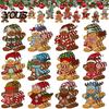 Holiday Scene Layout Accessories Gingerbread Man Wooden Pendant for Christmas Tree Decoration, Rustic Xmas Hanging Traditional Crafts Ornaments