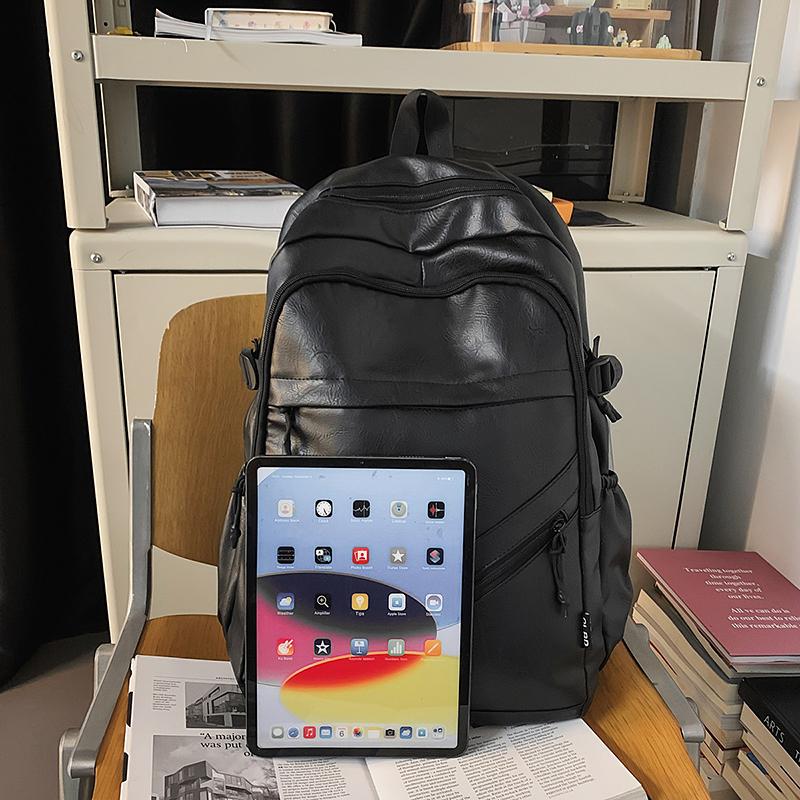 Business Men's PU Backpack Computer Backpack Student Large Capacity Schoolbag