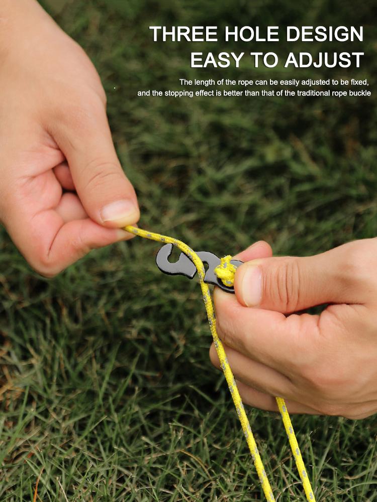 10pcs S-Type Outdoor Camping Rope Paracord Cord Adjust Fixed Buckle Travel Kit