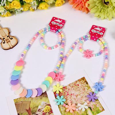 Decorazioni per Bambina Oggetti di Scena per Fotografia Perline Floreali Colore Caramella Colore Caramella Collana + Braccialetti Set di Gioielli per Bambini