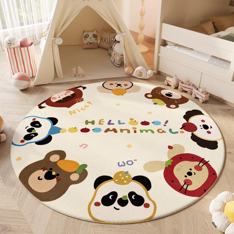 Animal Pattern Bedroom Decor Round Carpet Thick Plush Carpets for Living Room Fluffy Soft Children's Floor Mat Home Washable Rug